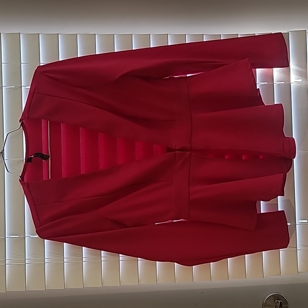 Forever 21 Hot Pink deep V eye hooked peplum Blazer jacket